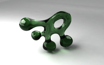 Futureroots logo green glass vray render